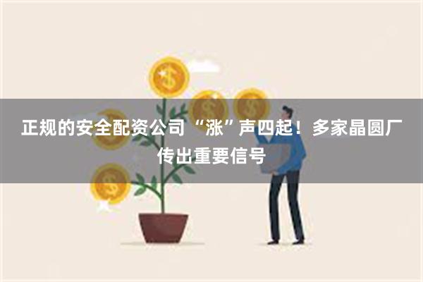 正规的安全配资公司 “涨”声四起！多家晶圆厂传出重要信号