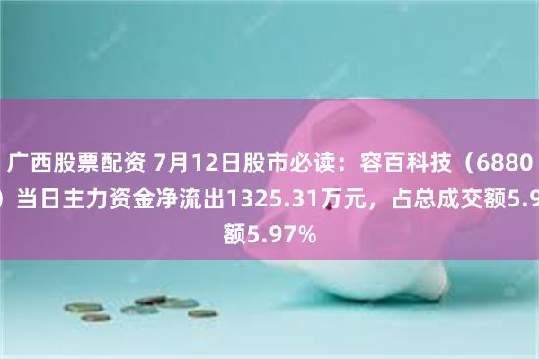 广西股票配资 7月12日股市必读：容百科技（688005）当日主力资金净流出1325.31万元，占总成交额5.97%